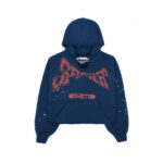 Sp5der Cropped Hoodie – Navy