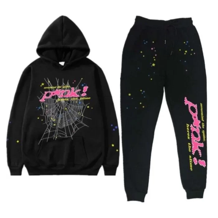 Sp5der PINK Tracksuit Black