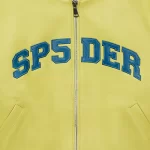 Sp5der Yellow Leather Logo Bomber Jacket,,